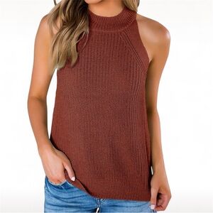 NWOT - Imily Bela Women's Rust Lightweight Tank Tops with Halter Neck Line - XL